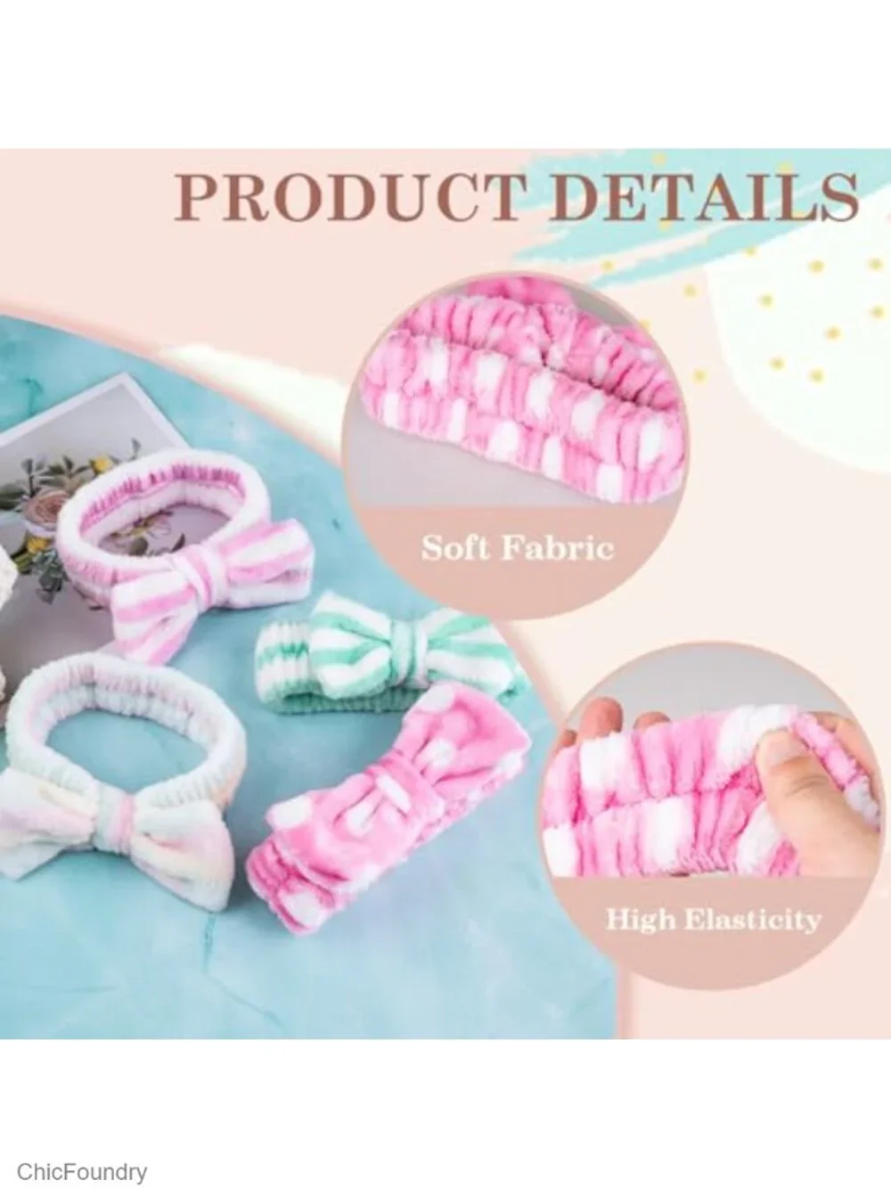9 Pack Microfiber Skincare Headbands with Bow Tie for Face Washing Beauty
